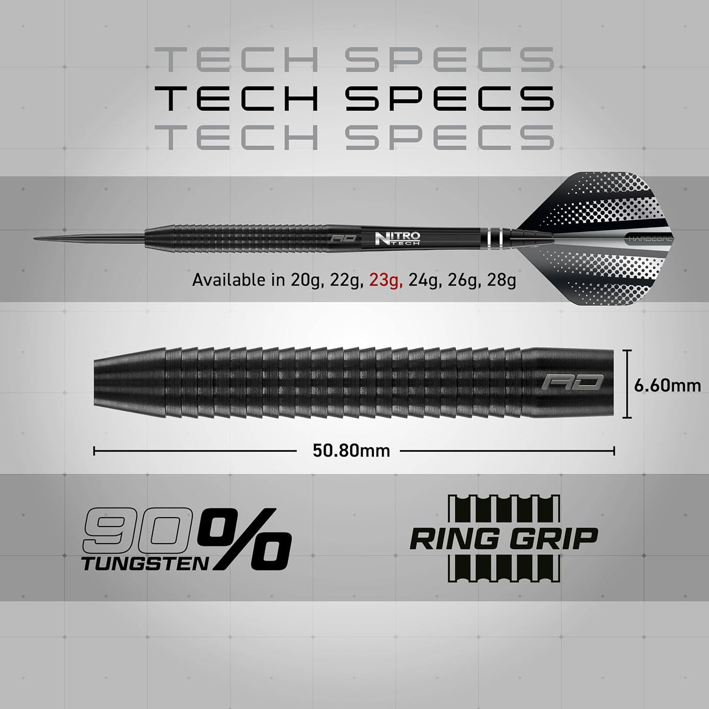 Razor Edge Black 20G, 22G, 23G, 24G, 26G, 28G Steeltip or 18G Softip Tungsten Darts with Flights and Stems