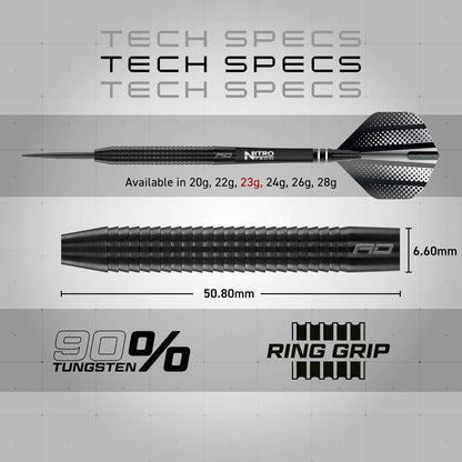 Razor Edge Black 20G, 22G, 23G, 24G, 26G, 28G Steeltip or 18G Softip Tungsten Darts with Flights and Stems