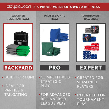 Premium Weather Resistant Duckcloth Cornhole Bags - Set of 8 Bean Bags for Corn Hole Game - Regulation Size & Weight