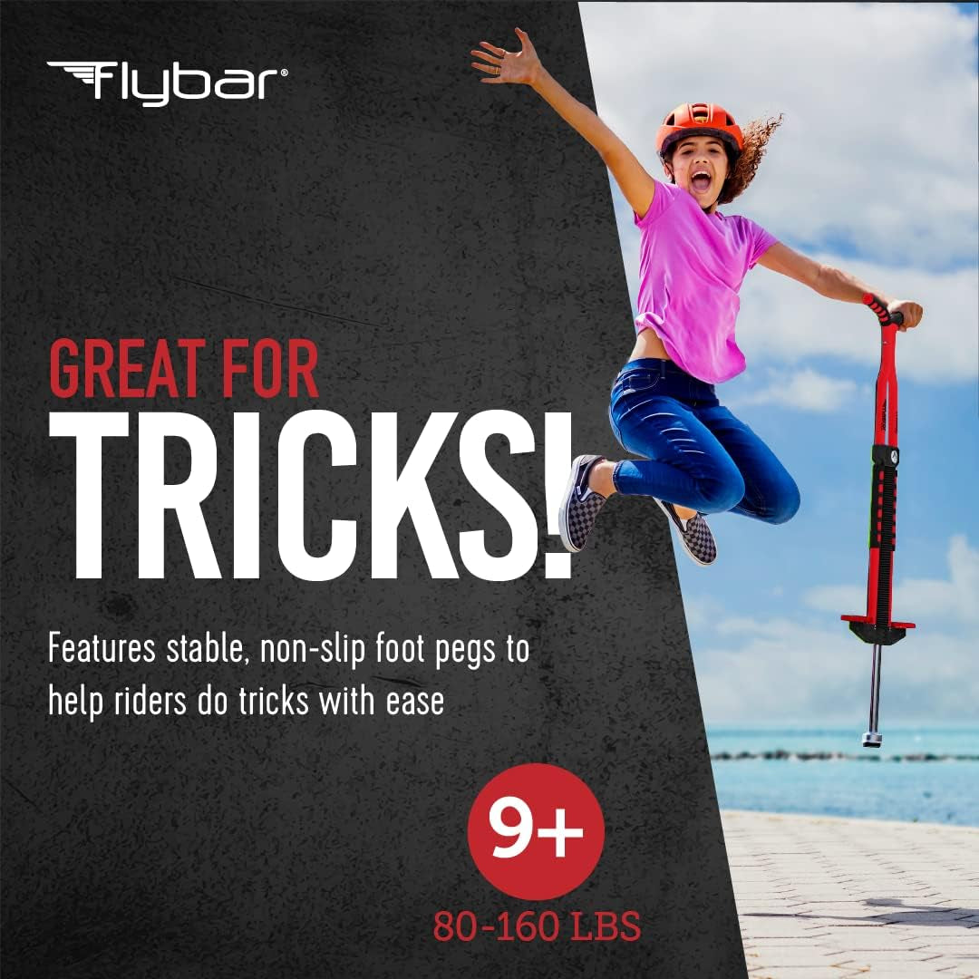 Master Pogo Stick for Kids Ages 9+, 80–160 Lbs – Easy Grip Handles – Active Exercise Toy for Tweens & Teens – Outdoor Toy with Non-Slip Foot Pegs for Boys and Girls – No Assembly Needed